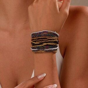 20 pc Multicolor Glass Beaded Stack Bracelet - Unisex